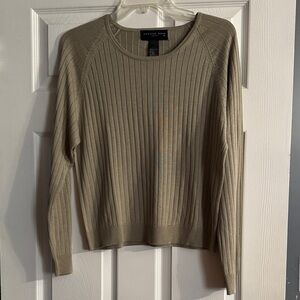100% Silk Ribbed Crew Neck Sweater